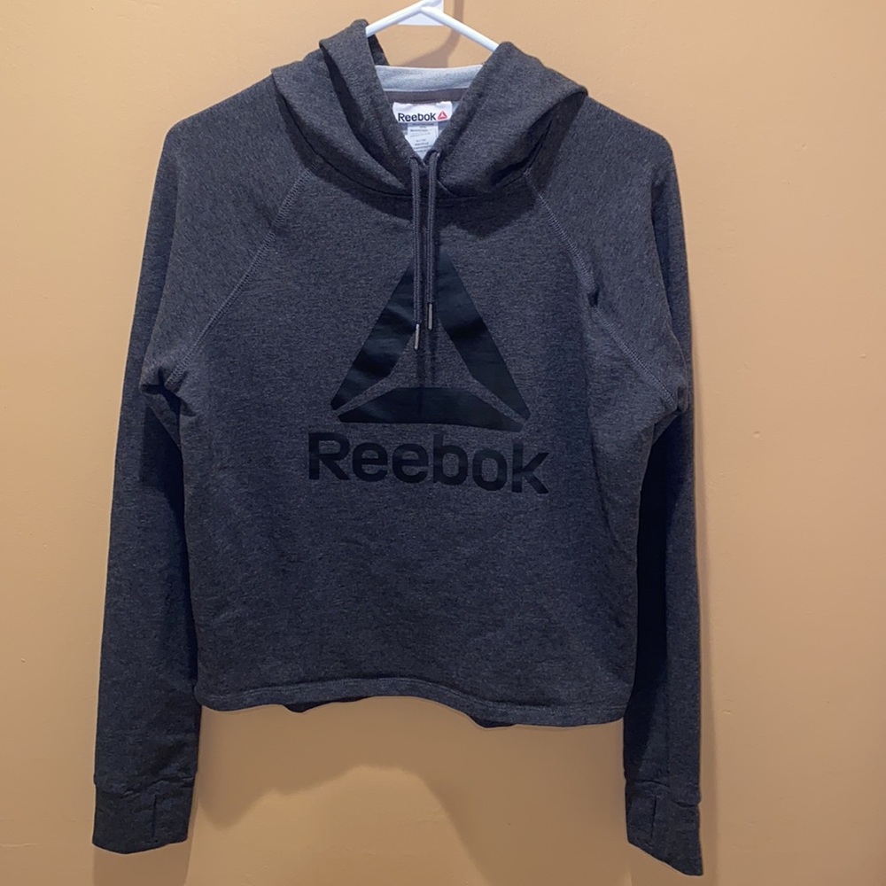 REEBOK Metro 2.0 Logo Hoodie Sweatshirt - Charcoal Grey